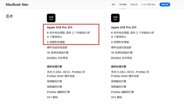 苹果MacBook Neo搭载残血版A18 Pro：砍掉一个GPU核心